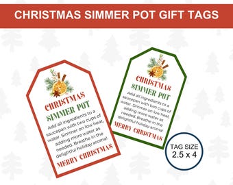 Kerst sudderpot cadeaukaartje, zelfgemaakte kookpot sudderpot, vakantie kookplaat potpourri cadeaukaartje, afdrukbare sudderpot-tags