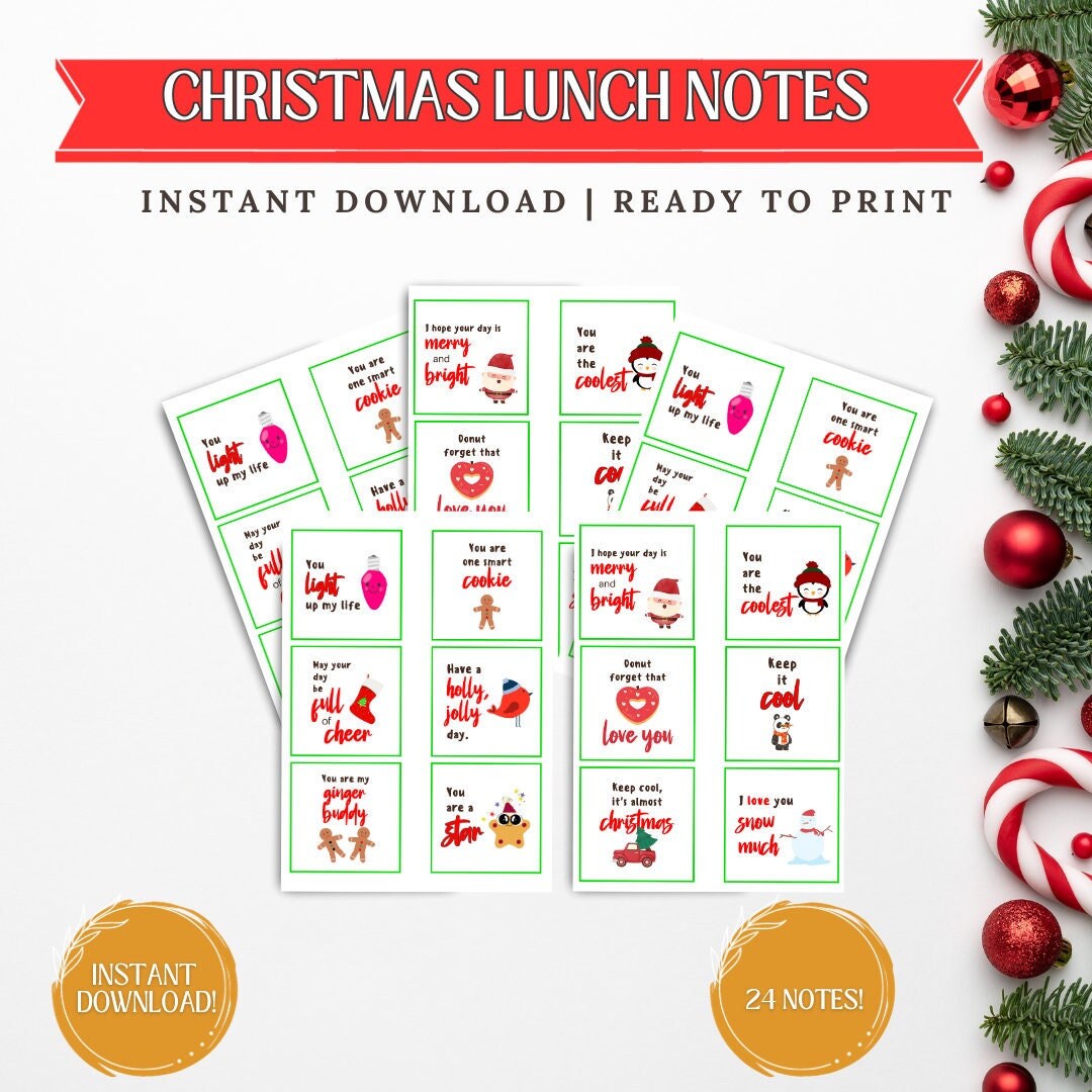 Christmas Lunch Box Notes for Kids Winter Lunchbox Notes Etsy UK