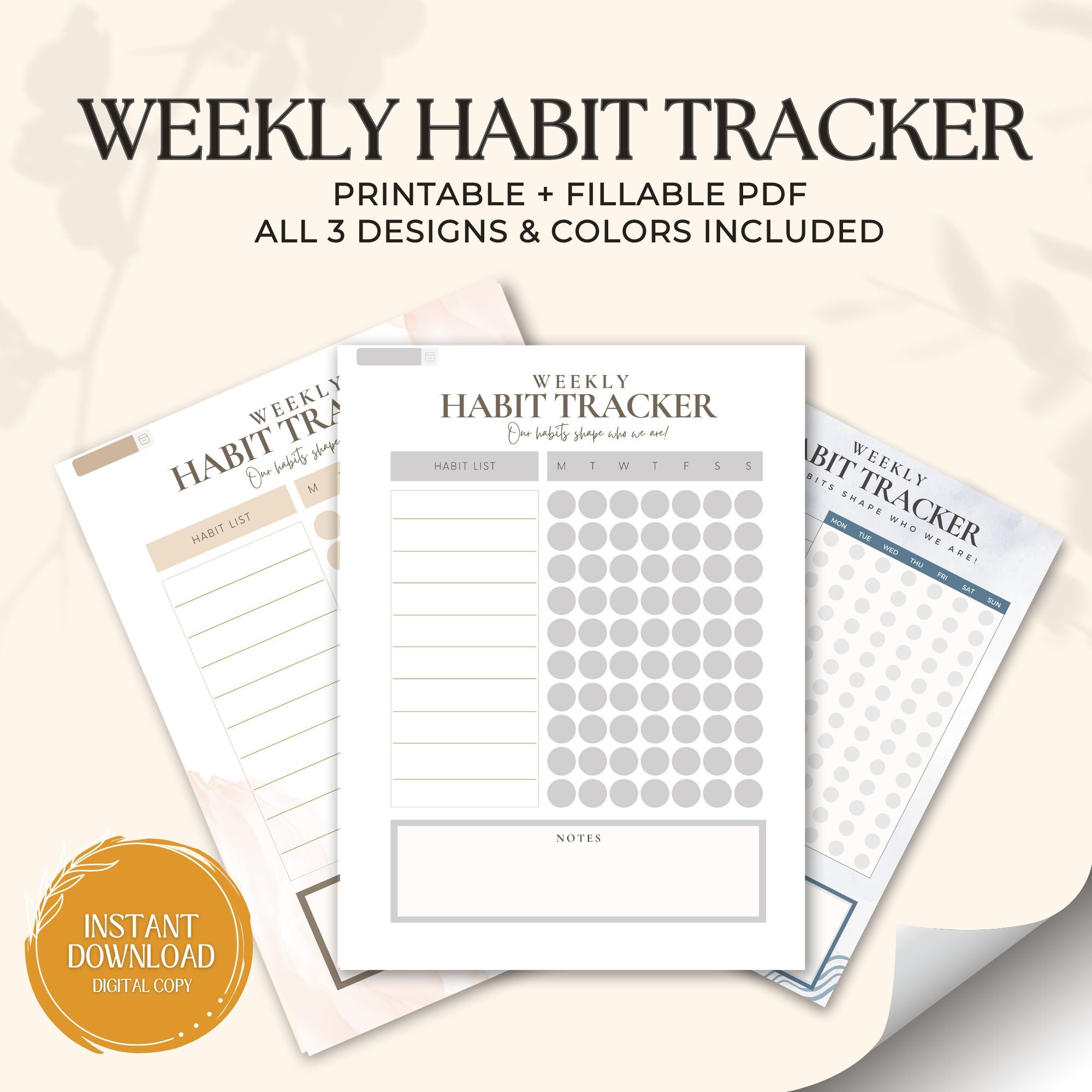 Weekly Habit Tracker Printable, Habit Tracker Template, Routine Tracker ...
