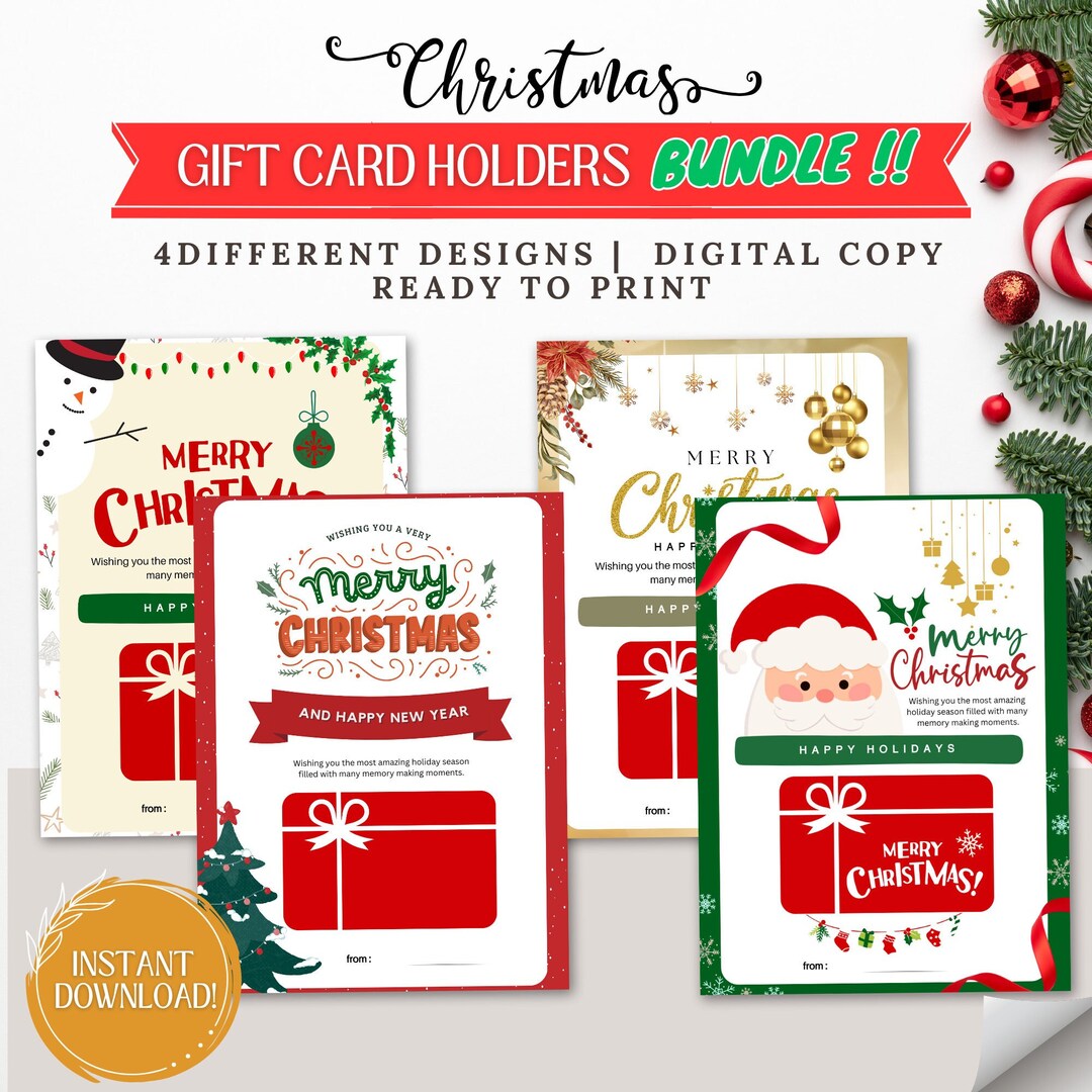 Printable Christmas Gift Card Holders, Gift Card Holders for Christmas