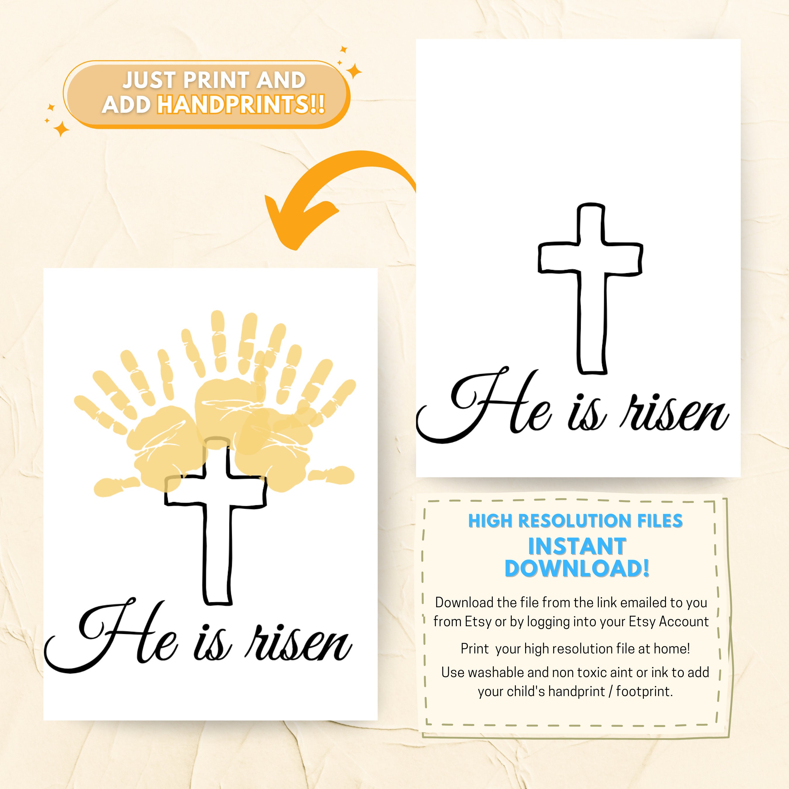 Easter Handprint Art, Handprint Art Craft, Easter Keepsake, Easter Card, Handprint Printable ...