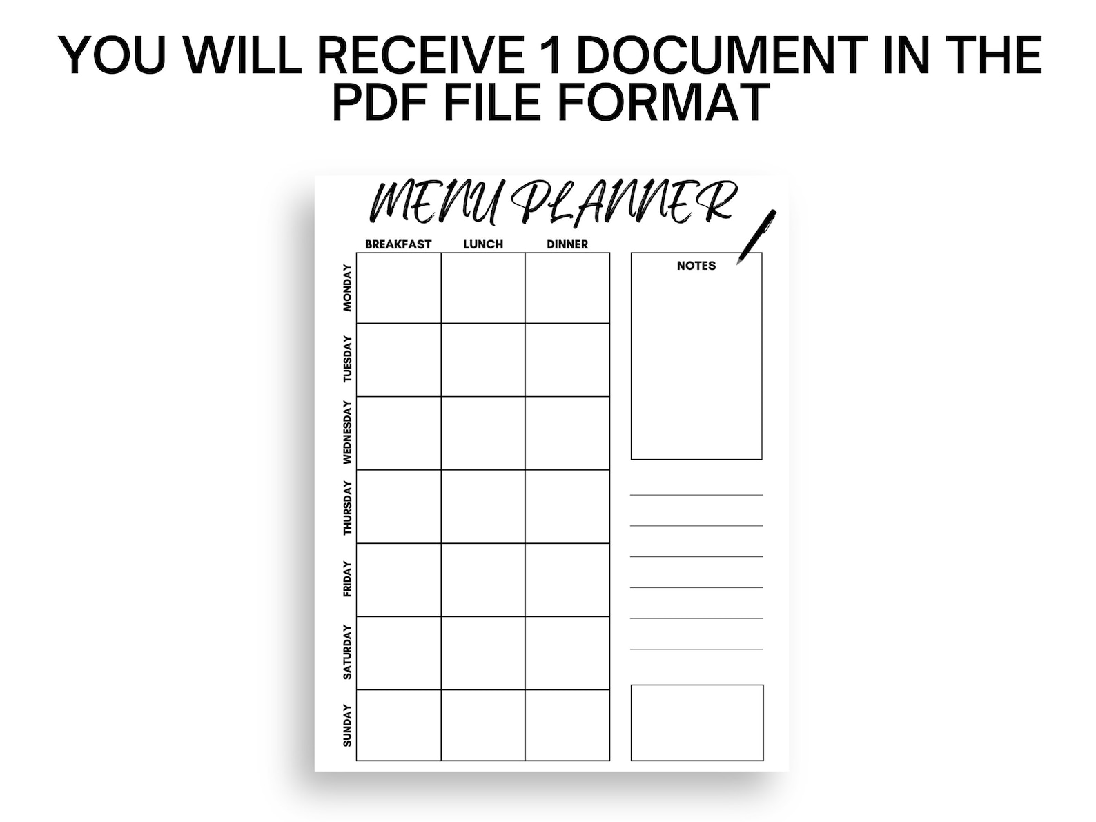 Meal Planner Template, Menu Planner Printable, Editable PDF Menu ...