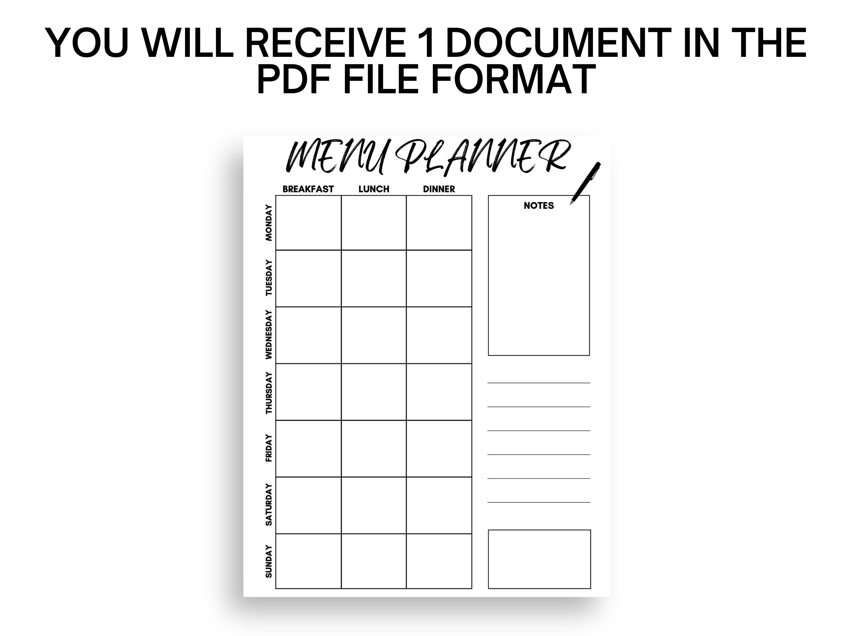 Meal Planner Template Menu Planner Printable Editable PDF Menu meal-planner-template-menu-planner-printable-editable-pdf-menu