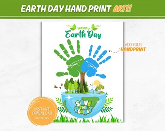Earth Day Handprint Art, Earth Day Activity, Earth Day Handprint Craft, Handprint Craft Keepsake, Printable PDF, Printable Homeschool PDF