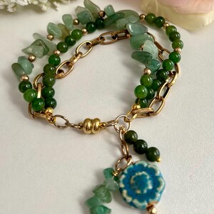 Jade bracelet, Soft green bracelet, Gold bracelet, Gift ideas for her, Moms jewelry, Last minute gifts, Gift ideas