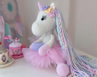 Licorne arc-en-ciel au crochet, peluches licorne, Poupée licorne tricotée, cadeau personnalisé, licorne personnalisatrice, jouet licorne Einhorn.amigurumi