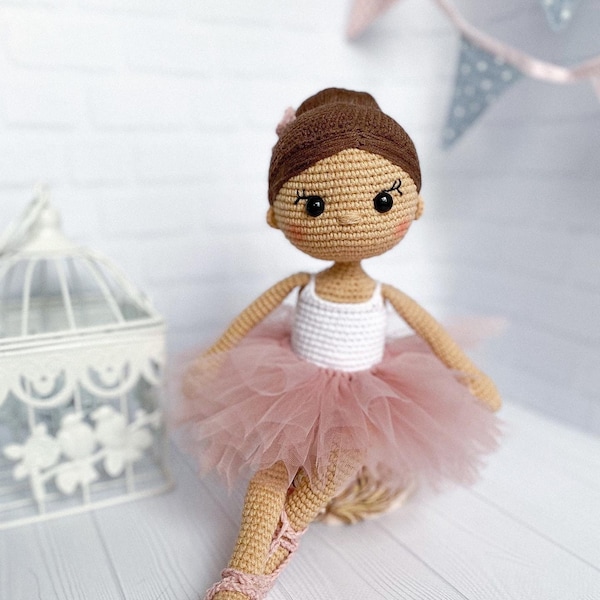 Versand 14-17 Tage Gehäkelte Ballerina Puppe,Tänzer Puppe,Gymnastik Puppe,Geburtstag Geschenk für Mädchen,Personalisierte Puppe,Handgemachte Puppe Ballett Geschenk