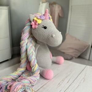 Handmade unicorn,Stuffed unicorn, Unique birthday gift for baby girl,Pink horse,Crochet unicorn,Interior unicorn,Plush unicorn,Unicorn party