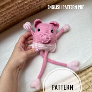 DIGITALE häkeln Schwein Muster Stretchable Hängende sensorische häkeln Baby Gym hängende Spielzeug Montessori Spielhalle, Hängende Spielzeug Stretching Amigurumi