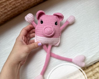 DIGITAL Crochet pig PATTERN Stretchable Hanging sensory crochet baby gym hanging toys Montessori play gym, Hanging toys stretching amigurumi