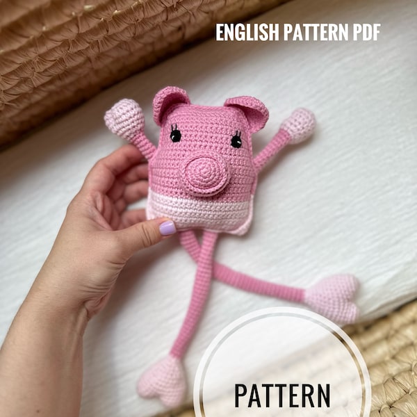 DIGITAL Crochet cochon PATTERN Extensible Suspendu sensoriel crochet bébé gym jouets suspendus Montessori jouer gym, Jouets suspendus étirement amigurumi