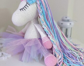 Crochet Unicorn toy, plush unicorn toy, ballerina-unicorn toy, unicorn stuffed toy, Personalized Unicorn toy,magic horse toy,first bday gift