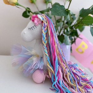 Crochet Unicorn doll, amigurumi unicorn toy, ballerina-unicorn toy, unicorn stuffed toy, Personalized Unicorn toy, magic horse toy,Likorne