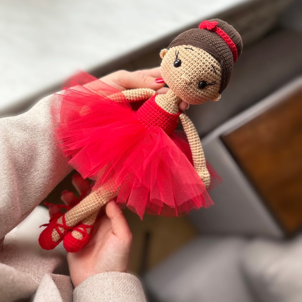 Versand 14-17 Tage Häkeln Ballerina Puppe,Tänzerin Puppe,Gymnastik Puppe,Geburtstagsgeschenk für Mädchen,Personalisierte Puppe,Handgemachte Puppe Ballett Geschenk