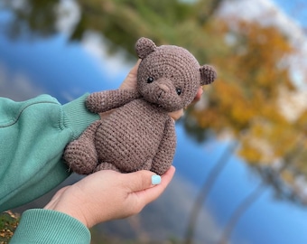 Versand 10-14 Tage Gehäkelter Brauner Flauschiger Teddy Bär für Neugeborene Requisiten,Bio Neugeborenen Spielzeug,Neuschwanger Geschenk,Neutral Baby Geschenk Waldbär