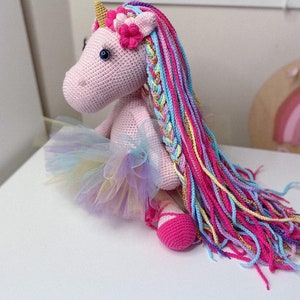 Unicorn birthday gift for baby girl rainbow unicorn plush unicorn nursery decor in kids room crochet unicorn gift for daughter Pink unicorn