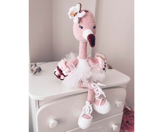 Shipping 10-14 days Pink flamingo stuffed toy - height 50 cm crochet flamingo, birthday gift for girl,Unique handmade toys Interior flamingo