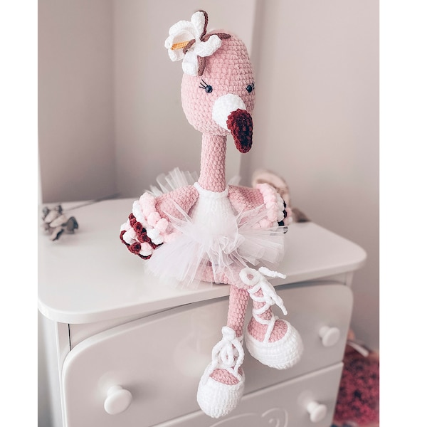 Shipping 10-14 days Pink flamingo stuffed toy - height 50 cm crochet flamingo, birthday gift for girl,Unique handmade toys Interior flamingo