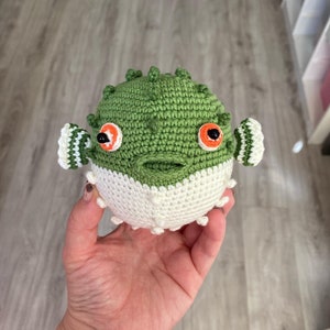 Crochet fish puffer, Crochet blowfish, Crochet plush sea animals,Toddler toy with Sea Creatures,Soft ocean animals for kids,exotic fish