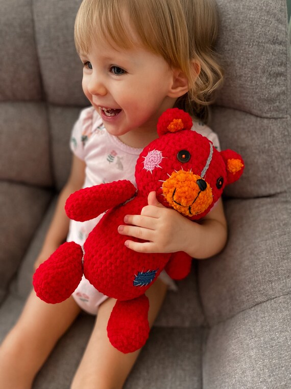 Mini JJ Red Teddy Bear Toyscrochet Etsy