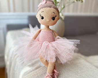 Shipping 14-17 days Crochet ballerina doll,Dancer doll,Gymnastics doll,Birthday gift for girl,Personalized doll,Handmade doll ballet gift