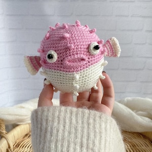 Crochet pufferfish, Crochet blowfish, Crochet plush sea animals,Toddler toy with Sea Creatures lovers ,Soft ocean animals exotic fish