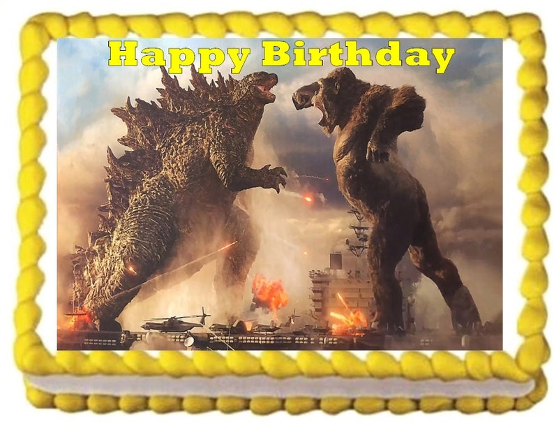 King Kong Birthday Godzilla Image Cake Topper Edible Cake | Etsy
