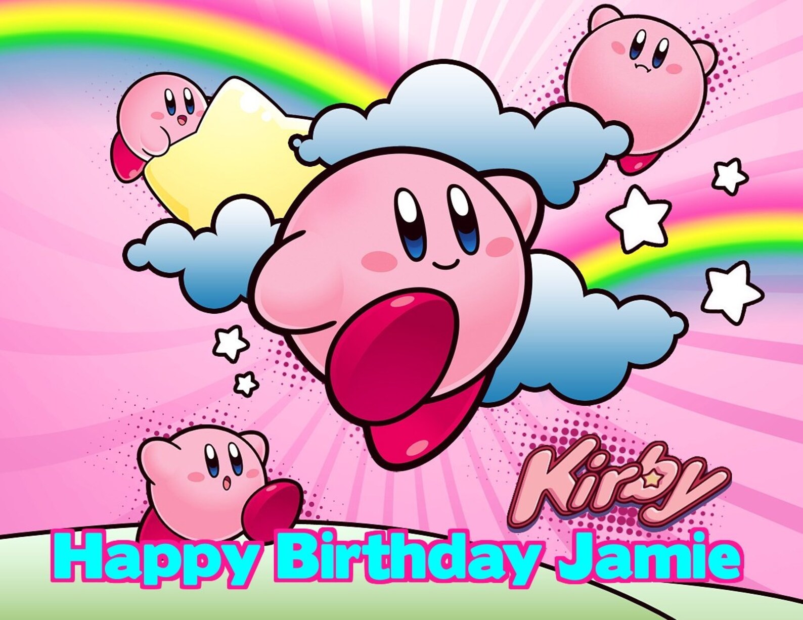 Kirby cumpleaños imagen pastel Topper torta comestible pastel Etsy