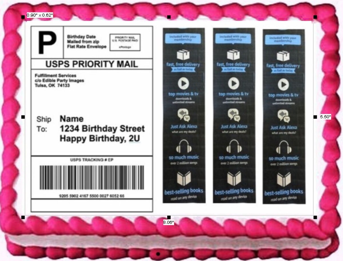 Shipping Label Birthday Image Cake Topper Edible Cake Frosting Etsy