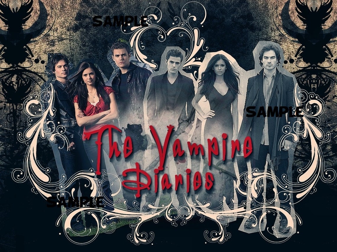 vampire diaries birthday image cake topper edible cake etsy
