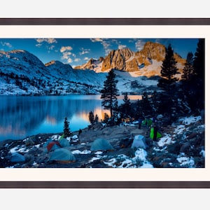 Sunrise at Garnet Lake in the Ansel Adams Wilderness, california wall art, backpacking camping decor, campsite art, john muir trail, autumn