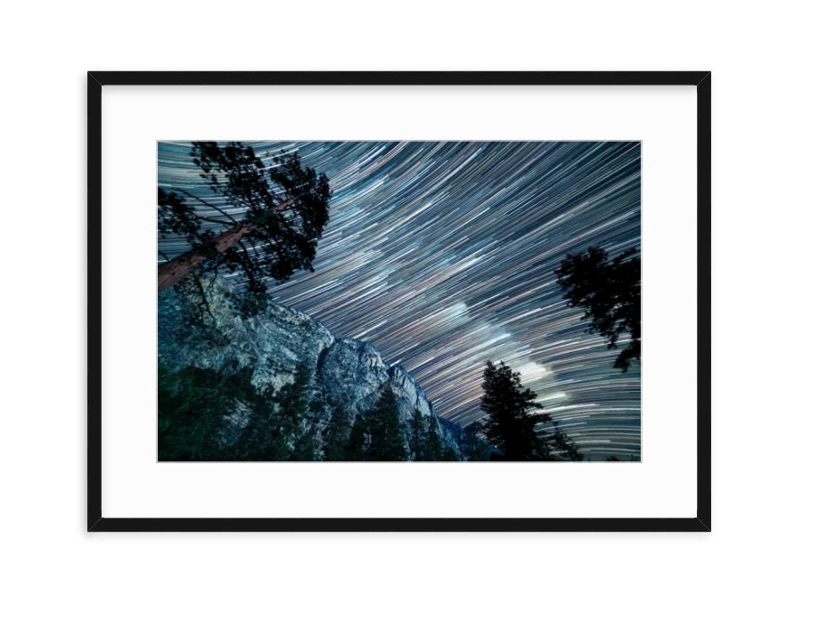 Kern Canyon and stars in Kings Canyon, California, mountain wall art, nature decor, stars and space, wilderness print