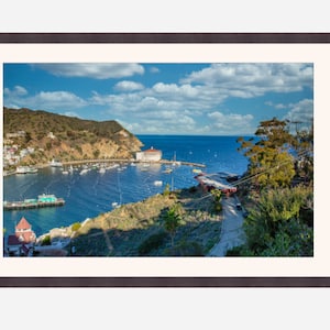 Avalon Harbor, Catalina Island California, cloudy day, ocean coastal decor, sea wall art, us travel poster, island life, nautical decor