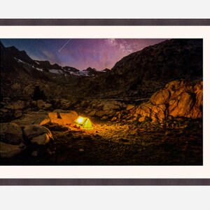 Milky Way over tent on Donahue Pass, California, california wall art, backpacking camping decor, campsite art, john muir trail, autumn