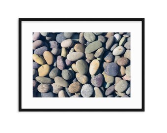 Smooth river stones underwater, abstract wall art, minimal, geometric, neutral print, natural
