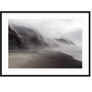 Ocean fog clinging to seaside cliffs at Point Reyes, ocean coastal decor, California wall art, beach print, minimalist, scandinavian