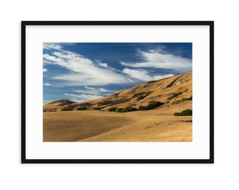 Mission Peak with golden meadows as seen from the south, California wall art, bay area decor, nature landscape, mountain print