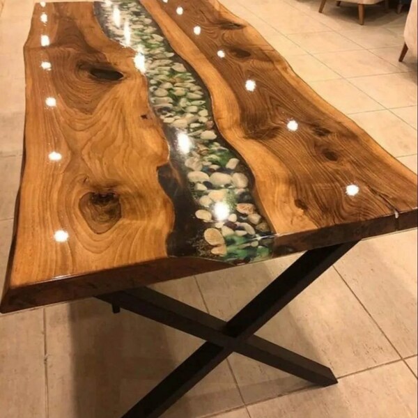 River Rock Epoxy Table - Etsy