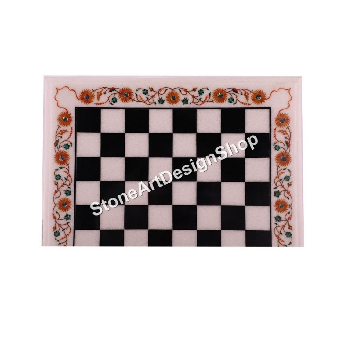 15x 15 Square Marble Table Top With Chess Pieces Etsy