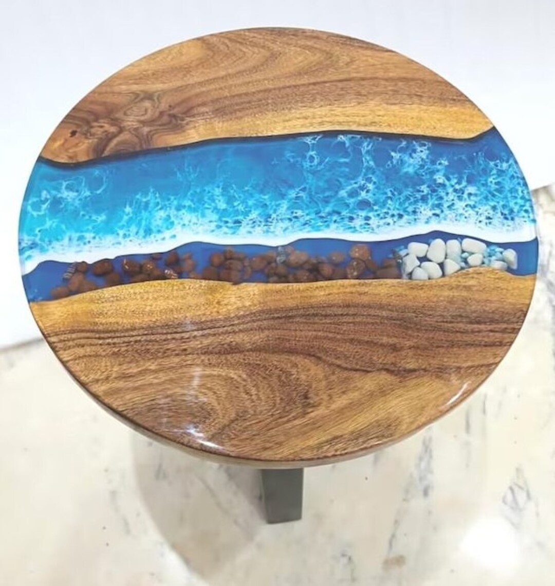 Blue Ocean Wave Table Resin Ocean Beach Round Coffee Table - Etsy