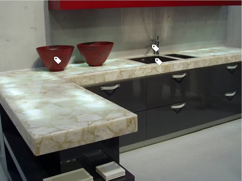 White Quartz Dining Table Top/ Stone Dining Tables/ Home Etsy