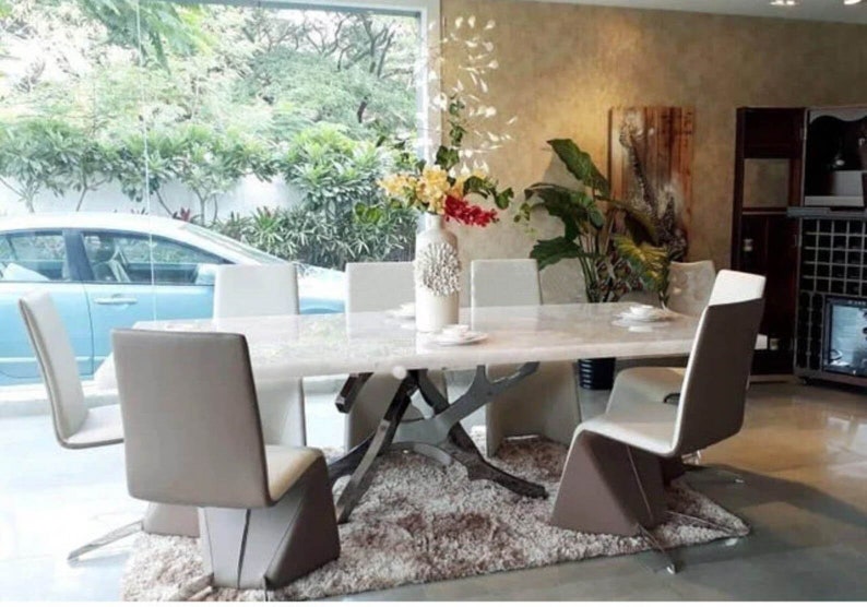 White Quartz Dining Table Top/ Stone Dining Tables/ Home Etsy