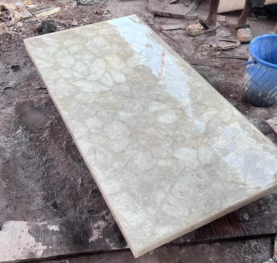 Quartz Stone Table Top Agate Table Top White Agate Table Etsy