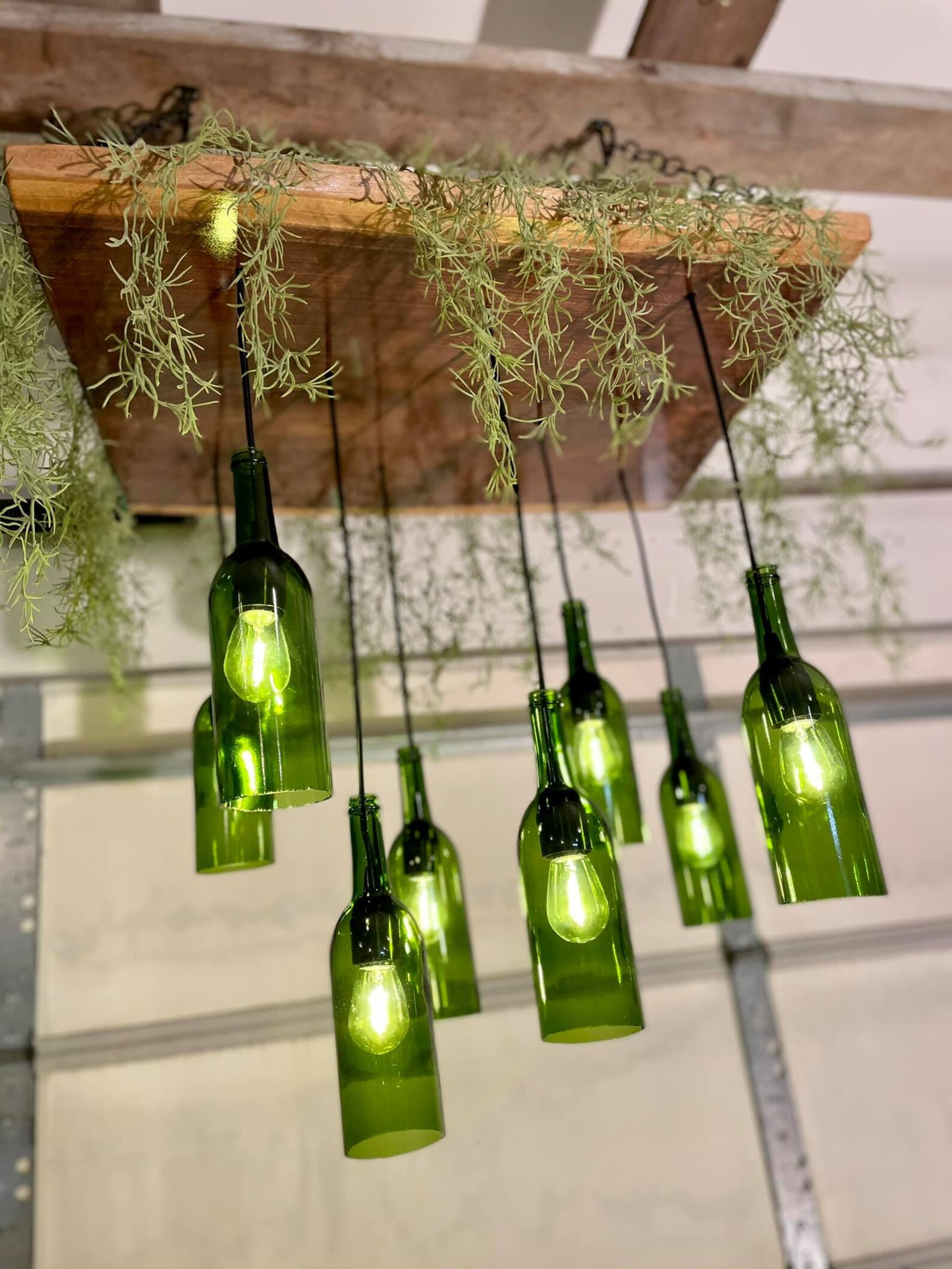 Walnut Wine Bottle Light Fixture Etsy