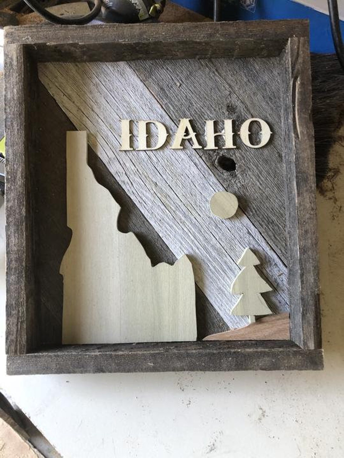 Custom Wood Shadow Box Any Wording Any State or Name Etsy