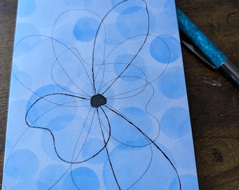 Blue Watercolor Flower Blank Note Card: Abstract Floral 5x7 Greeting Card