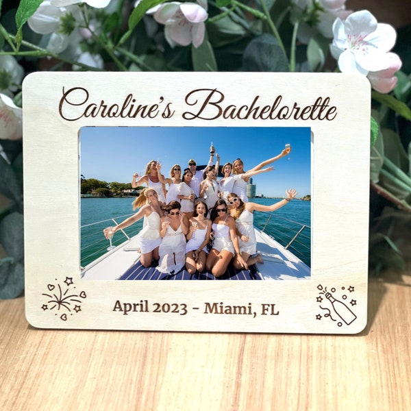 Bachelorette Party Personalized Photo Frame, Girls Vacation, Engraved Picture Frame, Custom Bachelorette Frame, Bride Squad, Bridesmaid Gift