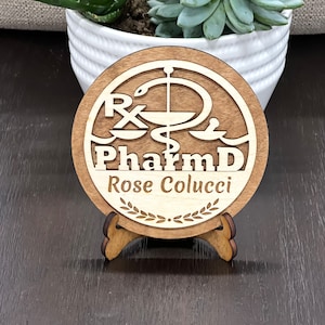 Pharmacist Personalized 3D Name Plaques/Desktop Name Plate/PharmD Sign/RX Pharmacy/Pharmacist Student Gift/Pharmacy Technician/Wood cutout