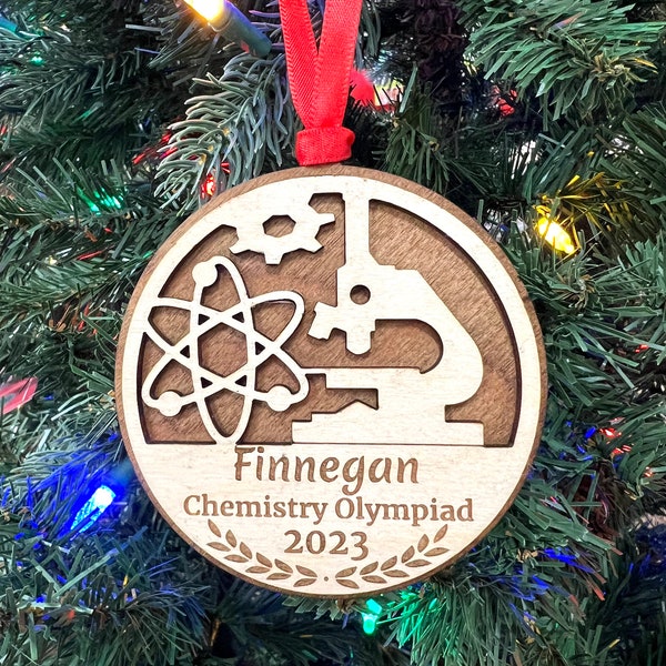Science Personalized Christmas Ornament, Bachelor, Master Of Science, Gift For Grads In Science, Microscope, Scientist, Gear, DNA, Science