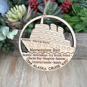 Cruise Ship Personalized Ornament/Wooden Magnet/Custom Cruise Gift/Cruise Ports Names/Cruise Boat name/Christmas Ornament 2025/Alaska Cruise